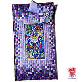 Úžitkový textil - Exkluzívny  fialový vílový patchwork set - prehoz a vankúše - 15178967_