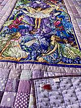 Úžitkový textil - Exkluzívny  fialový vílový patchwork set - prehoz a vankúše - 15178972_
