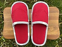 Ponožky, pančuchy, obuv - Červené riflové papuče - 15179275_