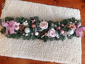 Dekorácie - Vianočna ružovo biela girlanda s LED 100cm - 15176748_