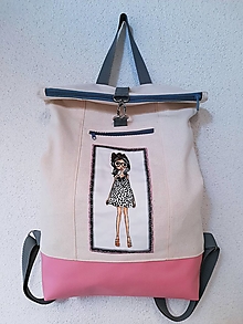 Batohy - Rolovací ruksak ružový Dievčatko v guličkových šatách - 15179973_