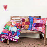 Úžitkový textil - Batikový patchwork set - prehoz a vankúše - 15180081_