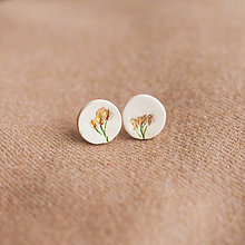 Náušnice - lúčny kvet koňakový ~ keramické náušnice - 15181970_
