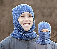 Detské čiapky - Multifunkčná Kukla Sport 100% merino vlna modrá vzor - 15180343_
