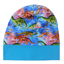 Detské čiapky - čepice dinosauři modrá - 15181721_
