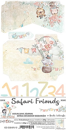 Papier - Scrapbook papier Junk Journal Safari Friends - 15185061_