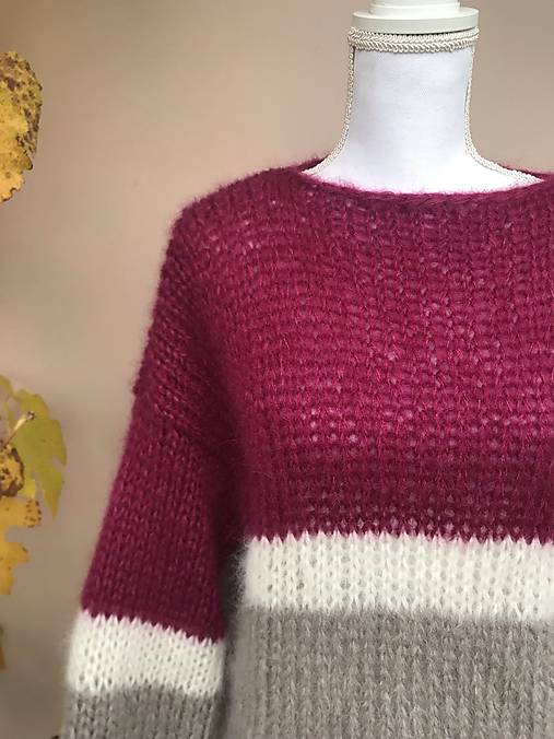 Oversized mohérový pulover- mohér, hodváb