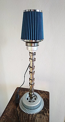 Svietidlá a sviečky - Lampa z autodielov - vačka, modré tienidlo - 15183071_