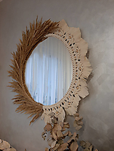 Zrkadlá - VEĽKÉ prírodné BOHO zrkadlo 60 cm + dekor - 15183203_
