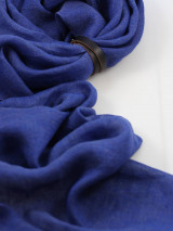 Šatky - Elegantná tmavomodrá šatka z jemného priesvitného ľanu s remienkom 74x190cm "Paris" - 15186024_