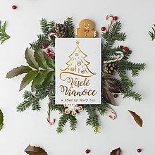 Papiernictvo - Vianočná pohľadnica stromček "do zlata" - 15185634_
