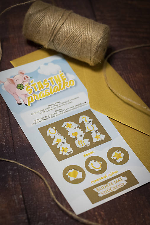 Papiernictvo - Stierací žreb "Šťastné prasiatko" - bábätko/vnúčatko - 15185687_