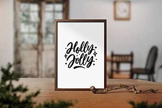 Grafika - Plagát| Vianočný nápis Holly Jolly - 15183794_