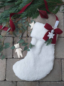 Dekorácie - Vianočná teddy ponožka "NOEL" - 15183532_