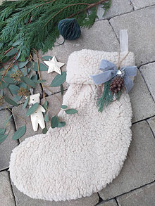 Dekorácie - Vianočná teddy ponožka "JULE" - 15183585_
