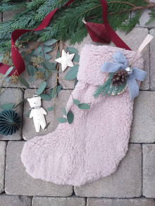 Dekorácie - Vianočná teddy ponožka "JULENATT" - 15183589_