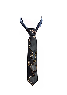 Pánske doplnky - Luxusná ručne maľovaná kravata100% hodvábny Satén - 15185903_