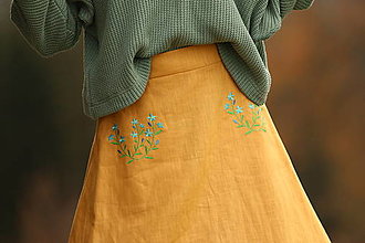 Sukne - Vyšívaná ľanová sukňa - 15184551_