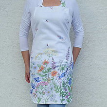 Iné oblečenie - Zásterka Lúčne kvety bordúra na bielej - 15188032_