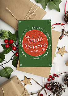 Papiernictvo - Vianočná pohľadnica zelená - 15188391_