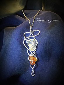 Náhrdelníky - náhrdelník s topásom a jantárom - 15189207_