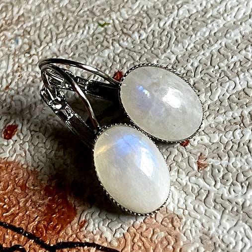  - Moonstone French Clasp Earrings / Náušnice s mesačným kameňom - 15191178_