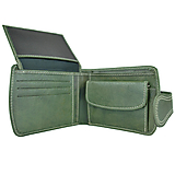 Kožená dámska elegantná peňaženka, ručné tamponovaná, zelená farba