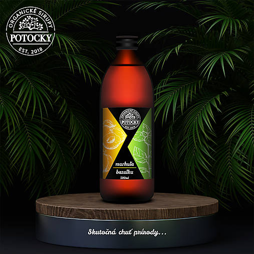 Sirupy - Marhuľa/bazalka Remeselný sirup 500ml - 15191952_