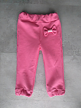Detské oblečenie - Tepláky počesané ružové s mašľou 110 - 15191015_