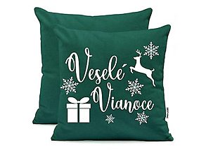 Úžitkový textil - Vankúš Veselé Vianoce  (Zelená) - 15190933_