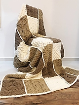 Úžitkový textil - Patchwork deka 180x120cm z Alize Puffy Fine hnedo-krémová - 15191994_