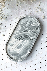 Nádoby - Oválna tácka/ svietnik/ podnos | Jesmonite | marble sivý - 15192957_