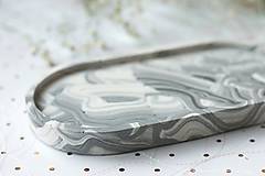 Nádoby - Oválna tácka/ svietnik/ podnos | Jesmonite | marble sivý - 15192960_
