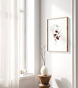 Grafika - Akvarelový art print na stenu - Bordové lúčne kvety - 15189460_