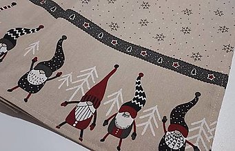 Úžitkový textil - Vianočný obrus škriatok bordúra - 15193117_