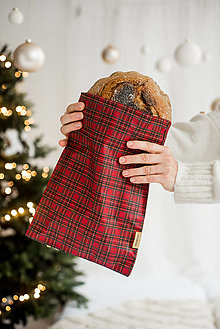 Úžitkový textil - Chlebobal - vrecko na chlieb (Vianočné káro) - 15196383_