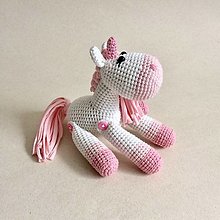 Hračky - Ružový jednorožec s textilnou hrivou - 15197458_