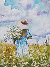 Obrazy - Žena v klobúku, margaretkova spomienka - 15197097_