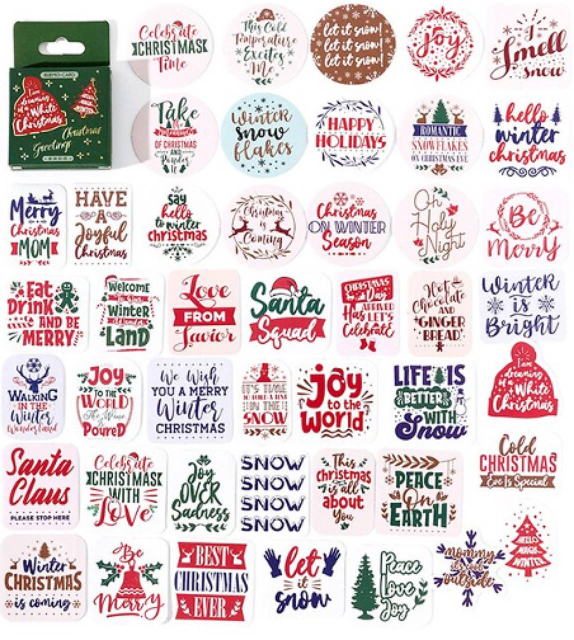 NA104 Krabička nálepiek - vianočné 45 kusov