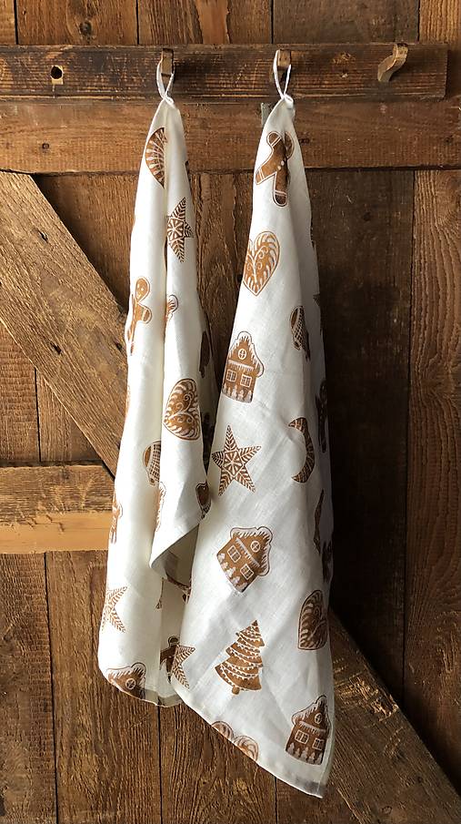 Úžitkový textil - Ľanové utierky Perníky - 15199303_