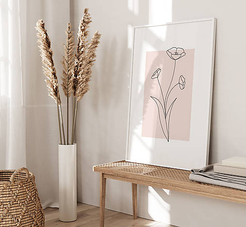 Grafika - Ružový art print na stenu - Vlčie Maky - 15201704_