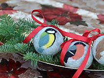 Dekorácie - Vianočná guľa - hýľ, červienka, sýkorka - 15204301_