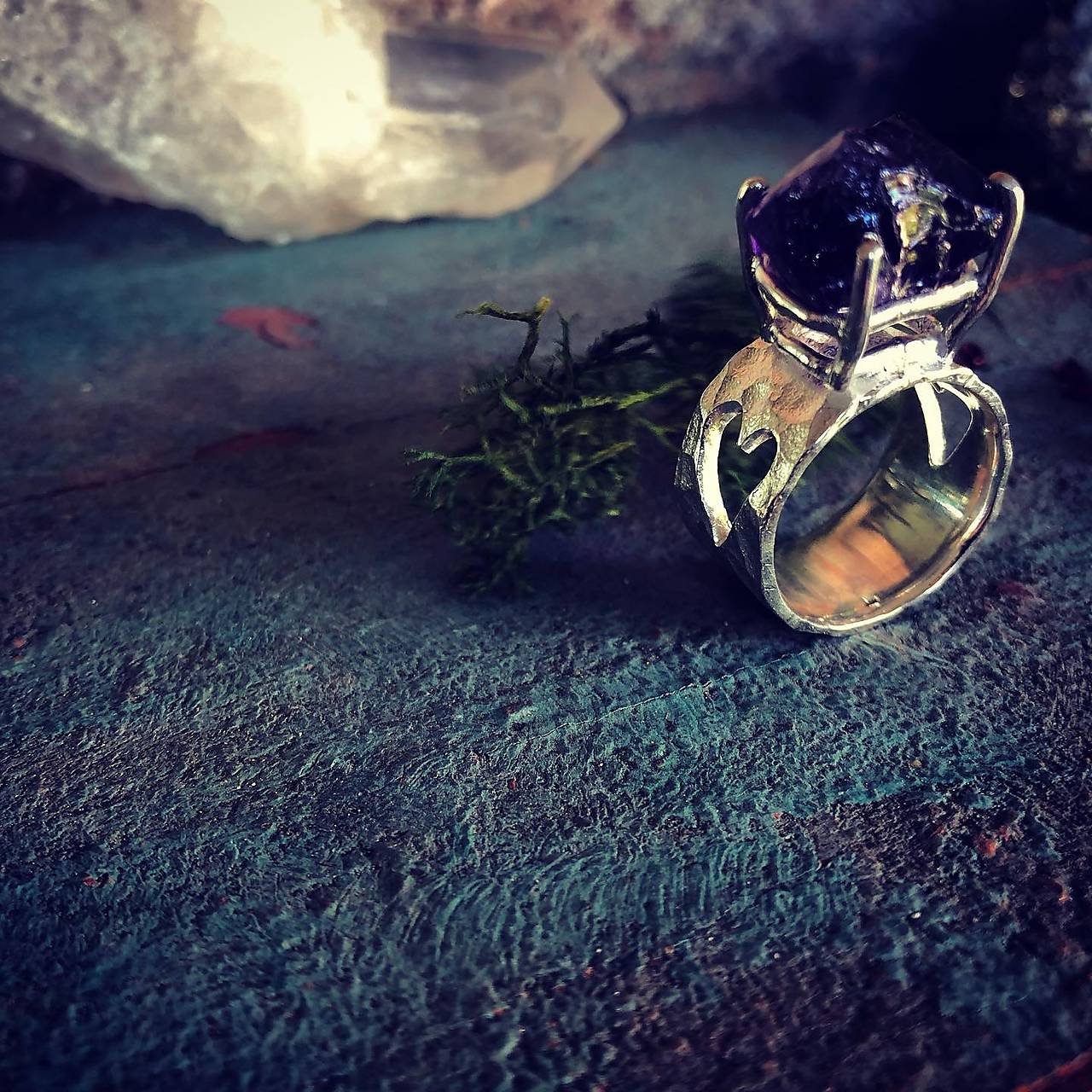 Strieborný prsteň Kráľovná - ametyst