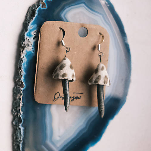 Náušnice - Naušnice "hríbikové" II. (Béžová) - 15202368_