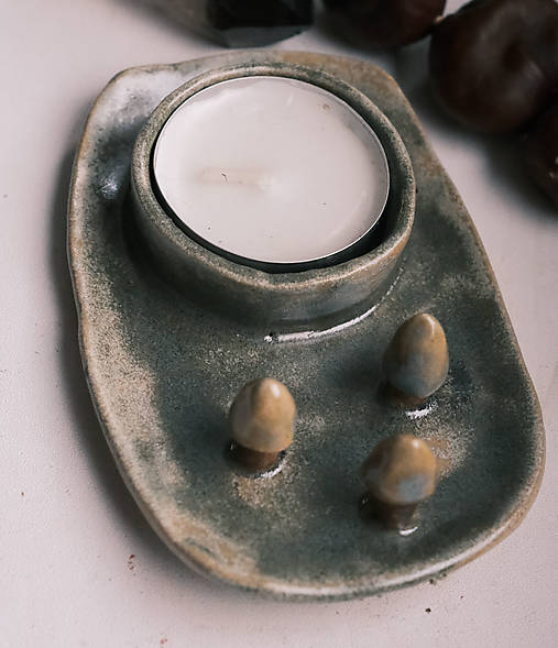 Svietidlá - Hríbikový svietnik (Zelená) - 15202395_