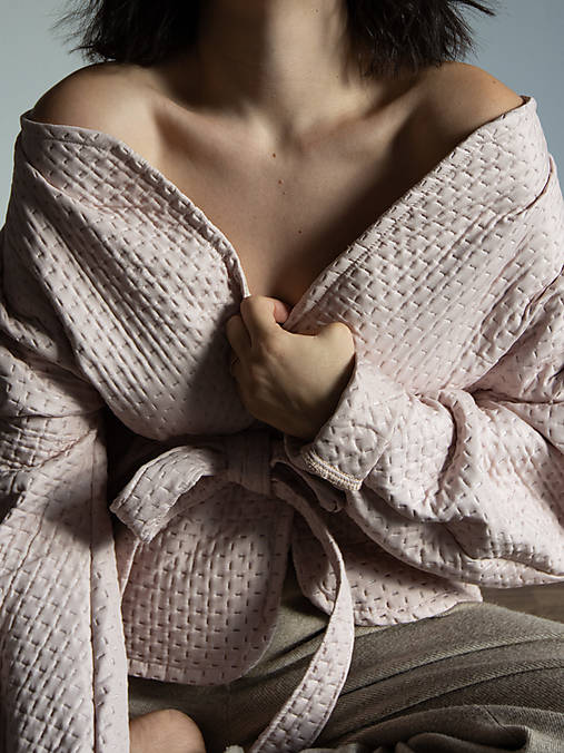 Kimonový kabátik - Púdrovo ružový