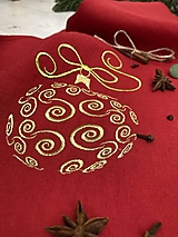 Úžitkový textil - Ľanová utierka Červená ,, Vianočná guľa" - 15203654_