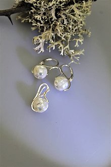 Sady šperkov - perleť náušnice a prívesok v striebre - 15208104_