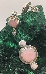 Sady šperkov - Sada - naušnice a prsteň z ružového opálu v striebre 925/1000 - 15206928_