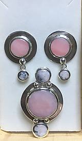 Sady šperkov - Sada - naušnice a prsteň z ružového opálu v striebre 925/1000 - 15206929_